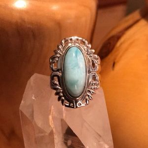 Larimar and Sterling Silver Ring, Sz 8